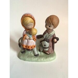 Vintage Homco #5608 Baby Jesus, Mary, Joseph and Donkey Porcelain Figurine